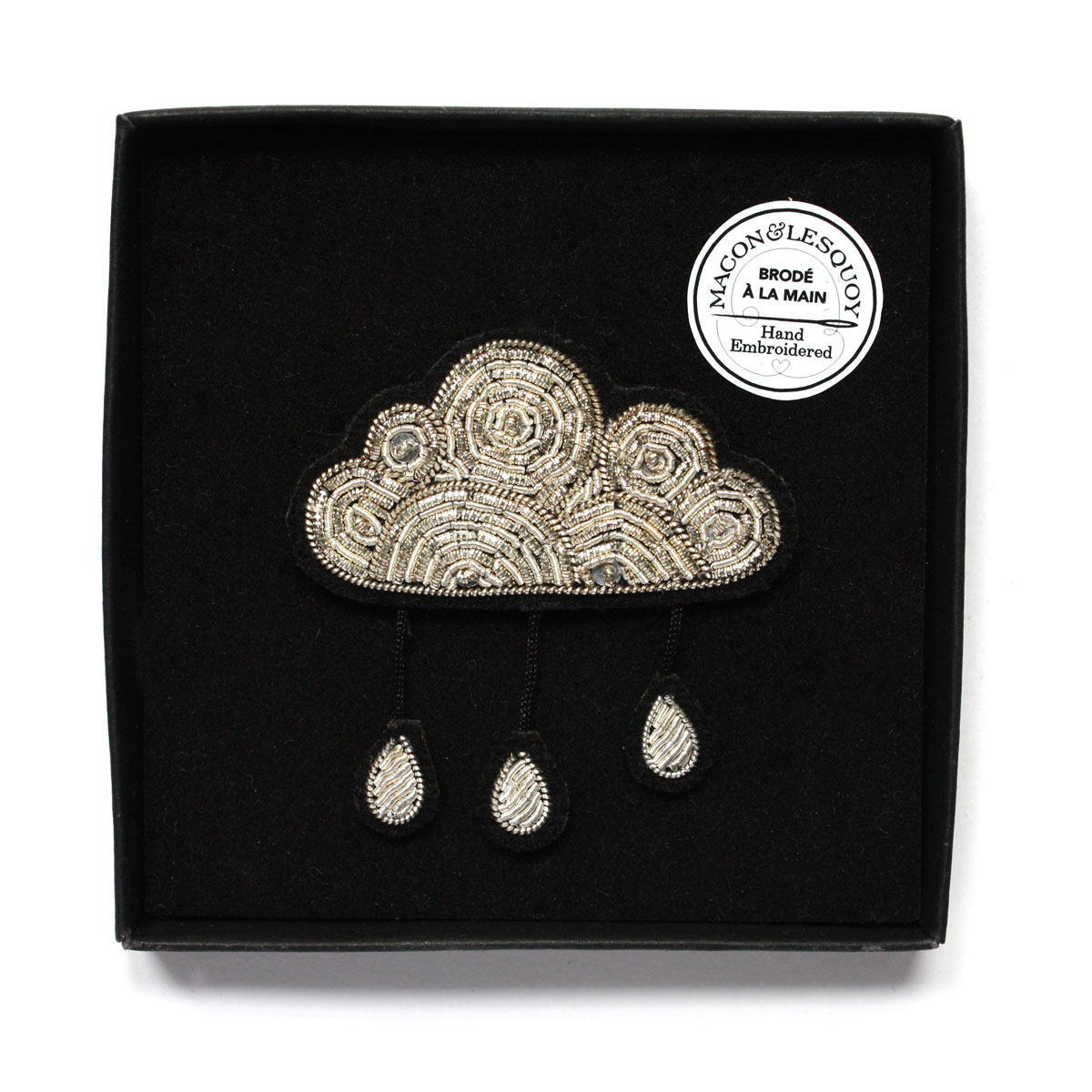 Grande Broche brodée NUAGE QUI PLEURE – Image 2