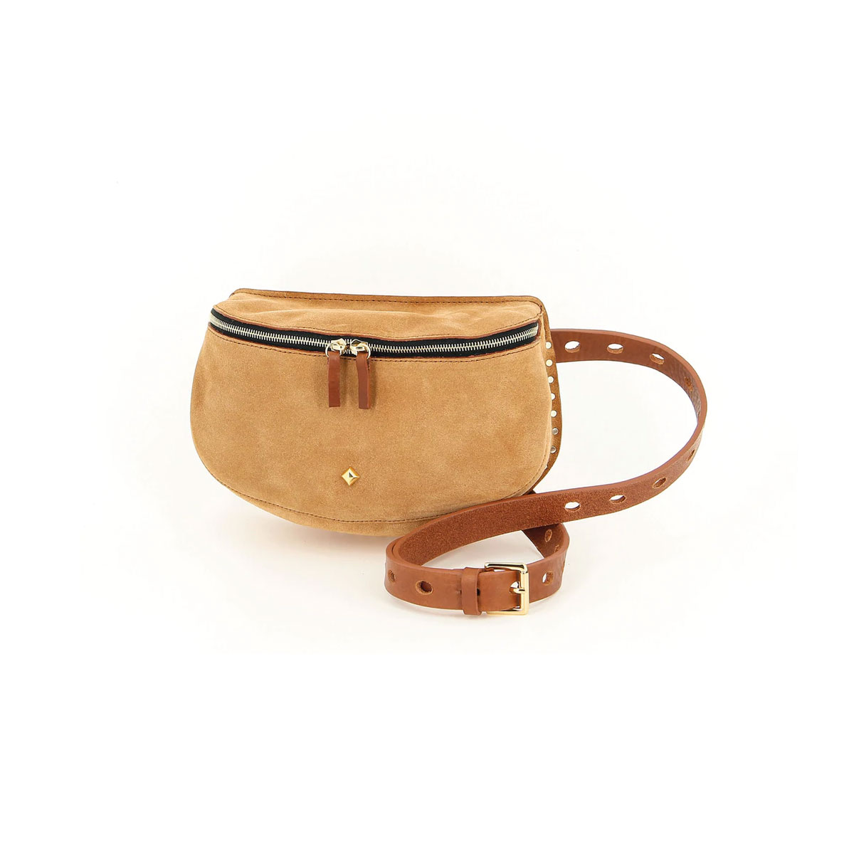 HERBERT Sac banane LA LILI velour Camel caramel