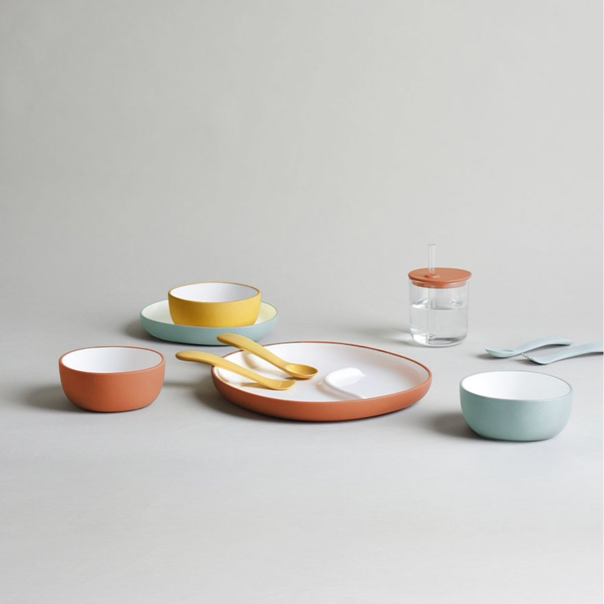 KINTO Tasse avec paille BONBO Grey blue – Image 2