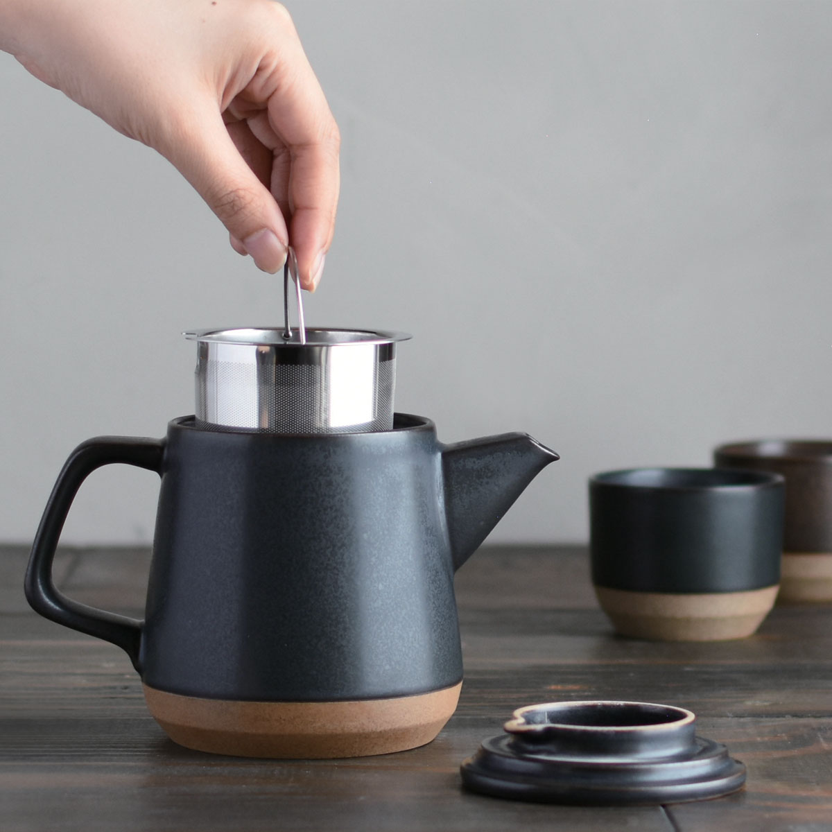 Théière 500ml porcelaine Noir – Image 2