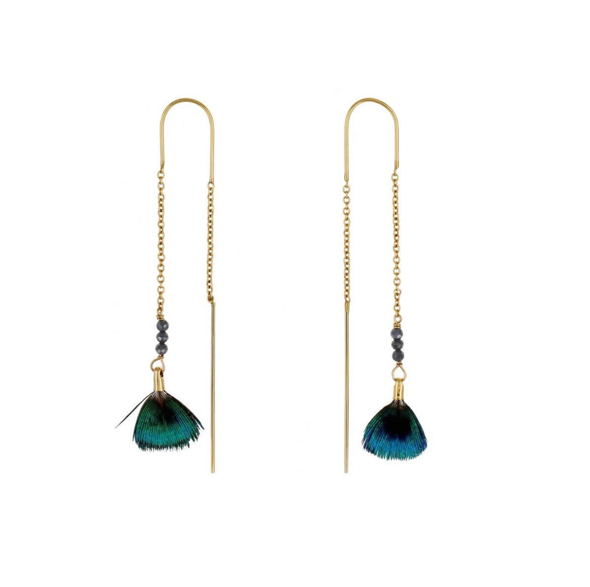 STALACTITE boucles d'oreilles RIVER paon bleu