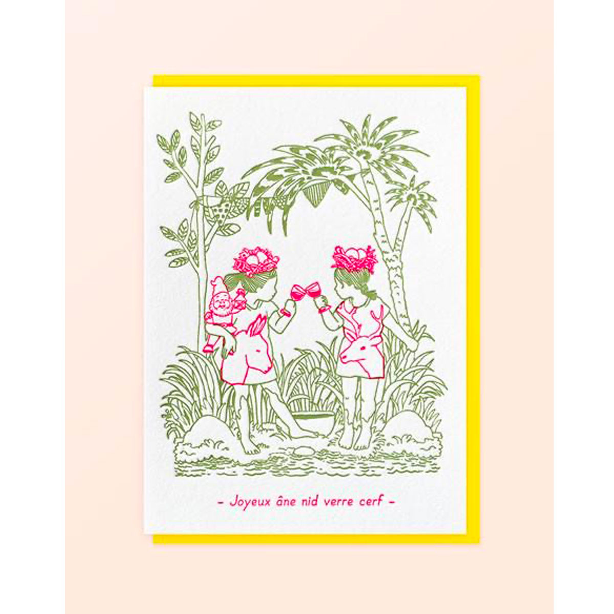 Carte JOYEUX ANE NID VERRE CERF – Image 2